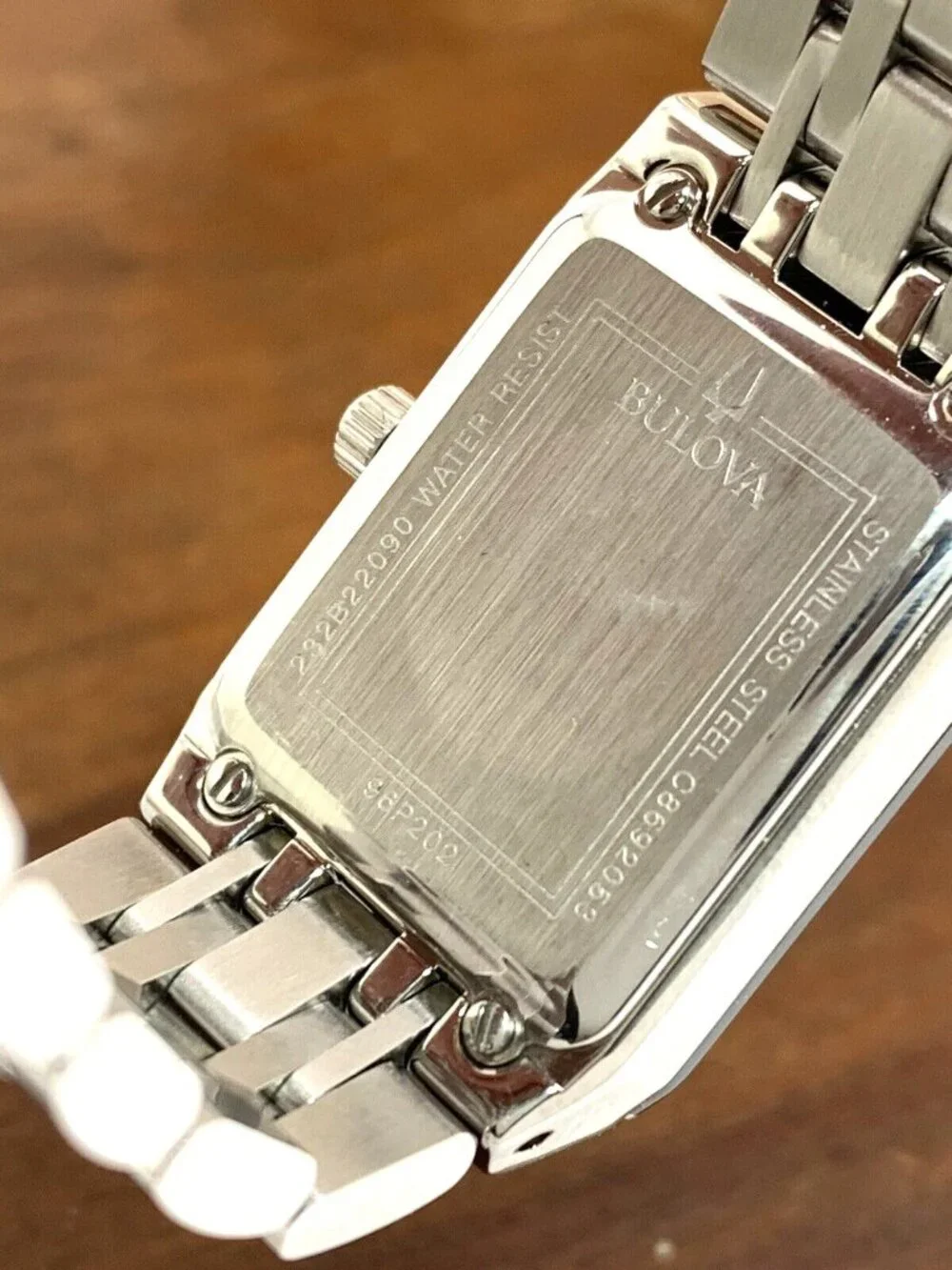 Bulova Women's Watch 96P202 Black Dial Diamond Quadra Silver BROKEN CRYSTAL